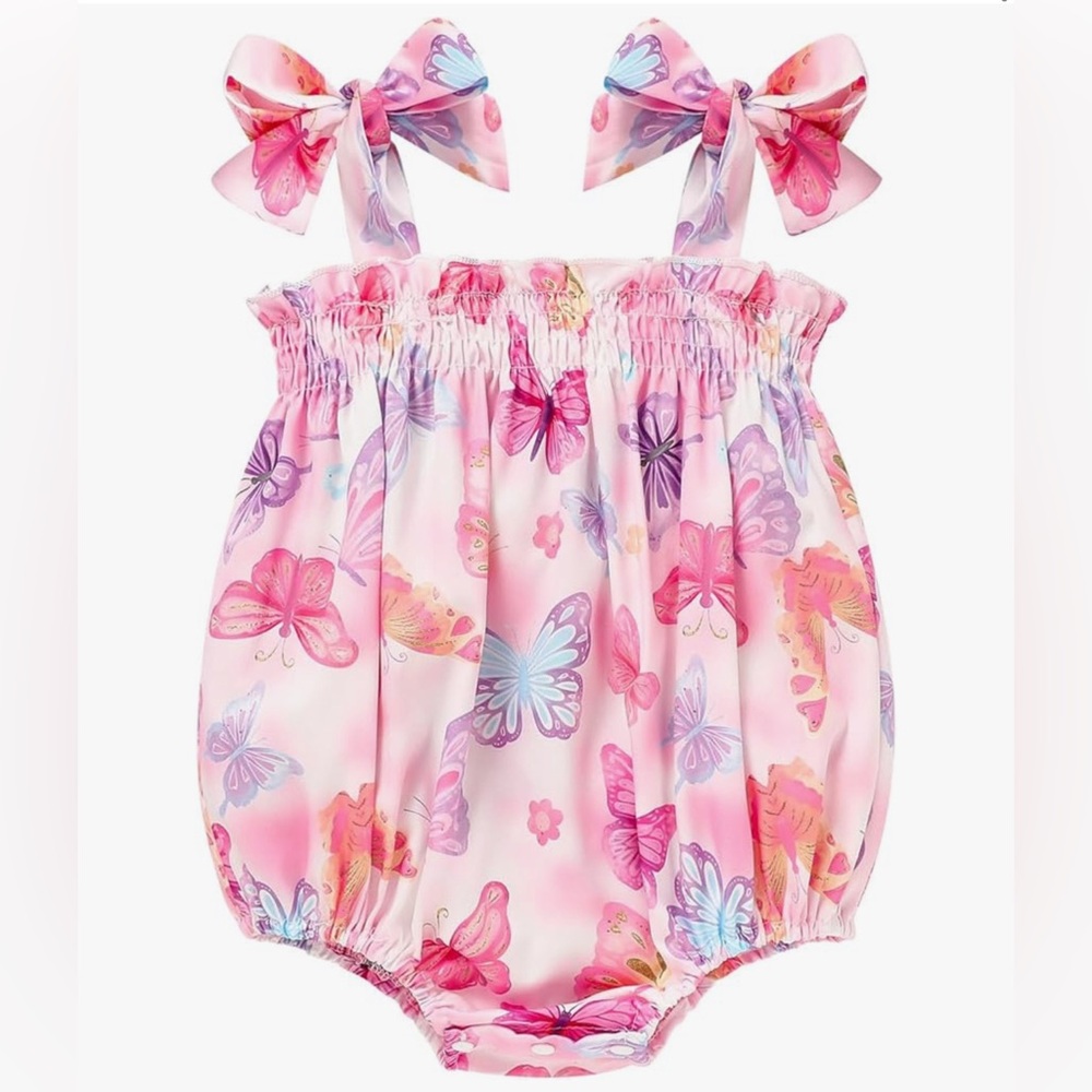 Pink Butterfly Baby Romper